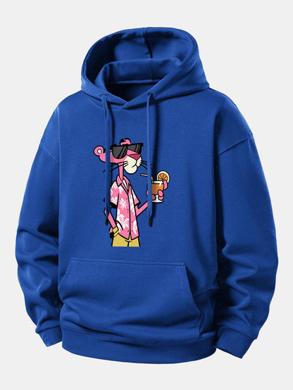 Vacation Pink Panther Print Relax Fit Hoodie