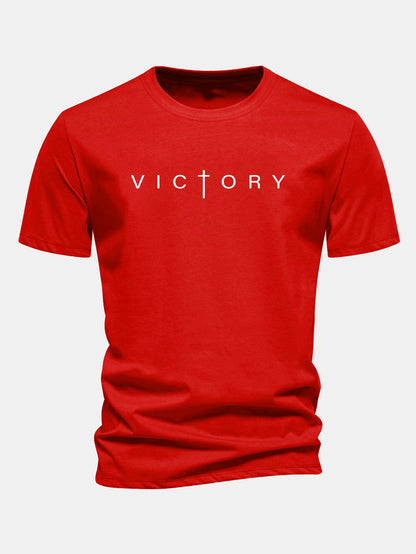 Regular Fit Victory Slogan Print Cotton T-Shirt
