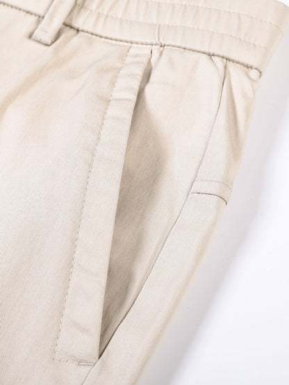 Elastic Waist Straight Leg Trousers
