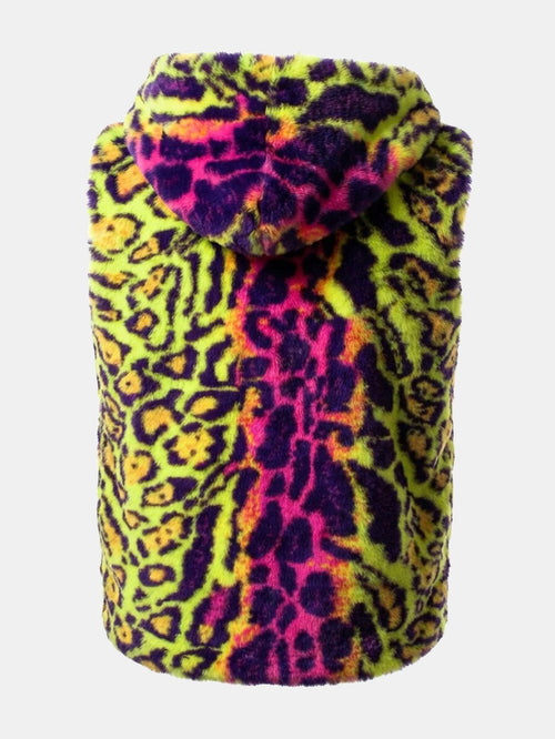 Faux Fur Colorful Leopard Hooded Vest