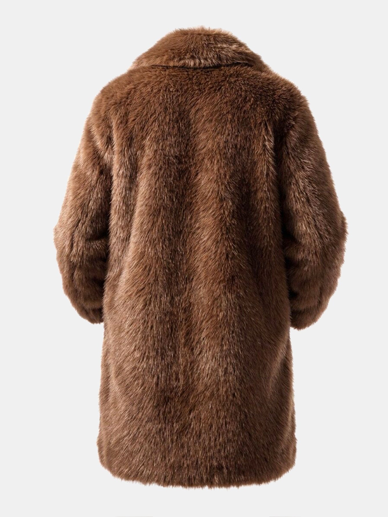 Faux Fur Notch Lapel Overcoat