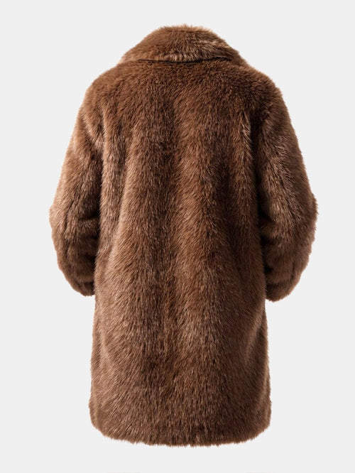 Faux Fur Notch Lapel Overcoat