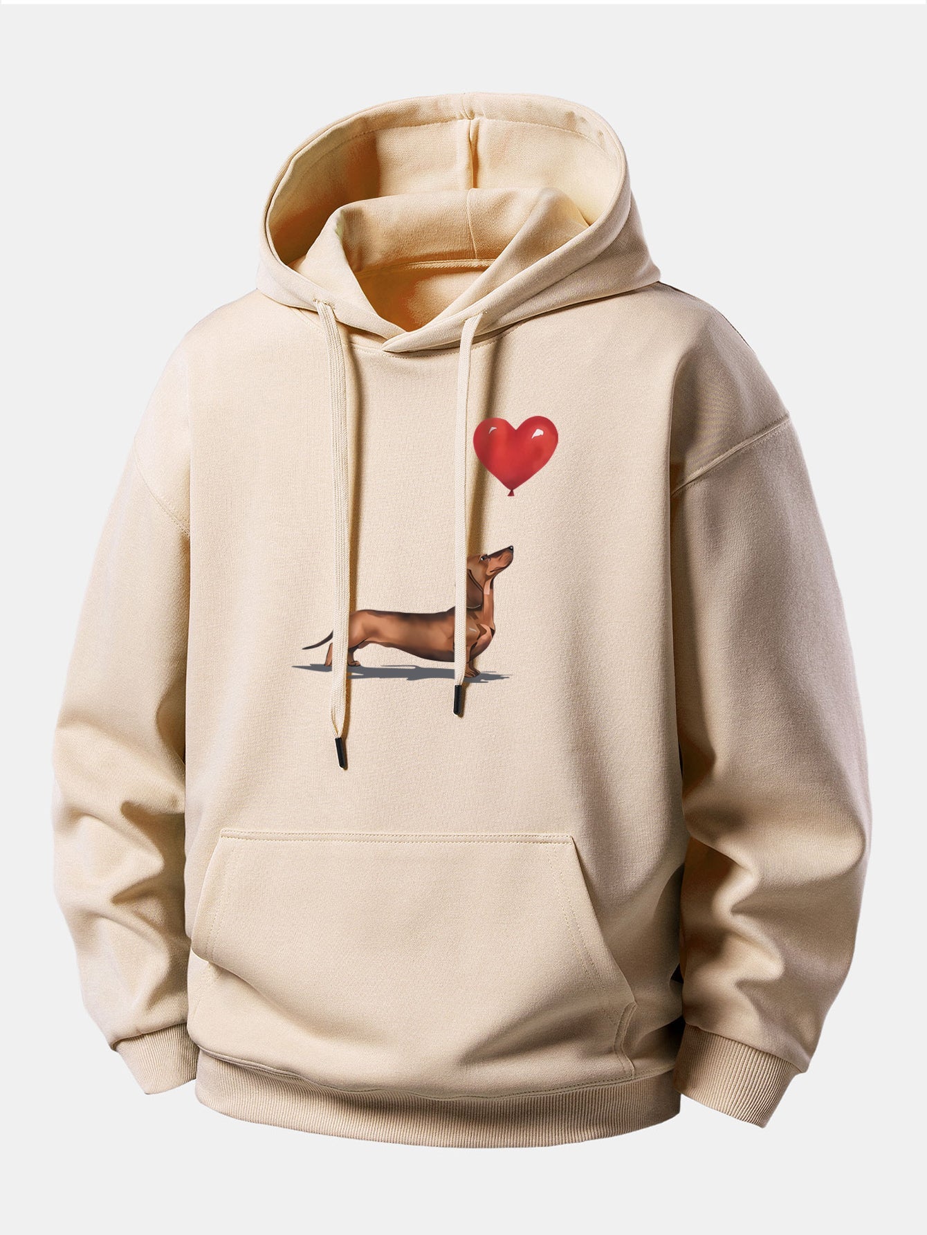 Heart-shaped Balloon Dachshund Print Relax Fit Hoodie