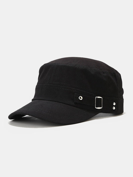 Solid Side Buckle Flat Top Baseball Cap