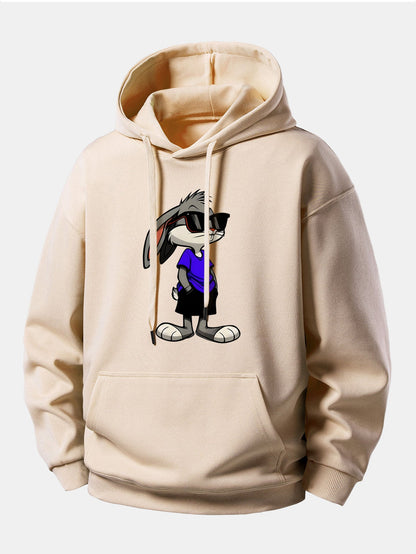 Sunglasses Rabbit Print Relax Fit Hoodie