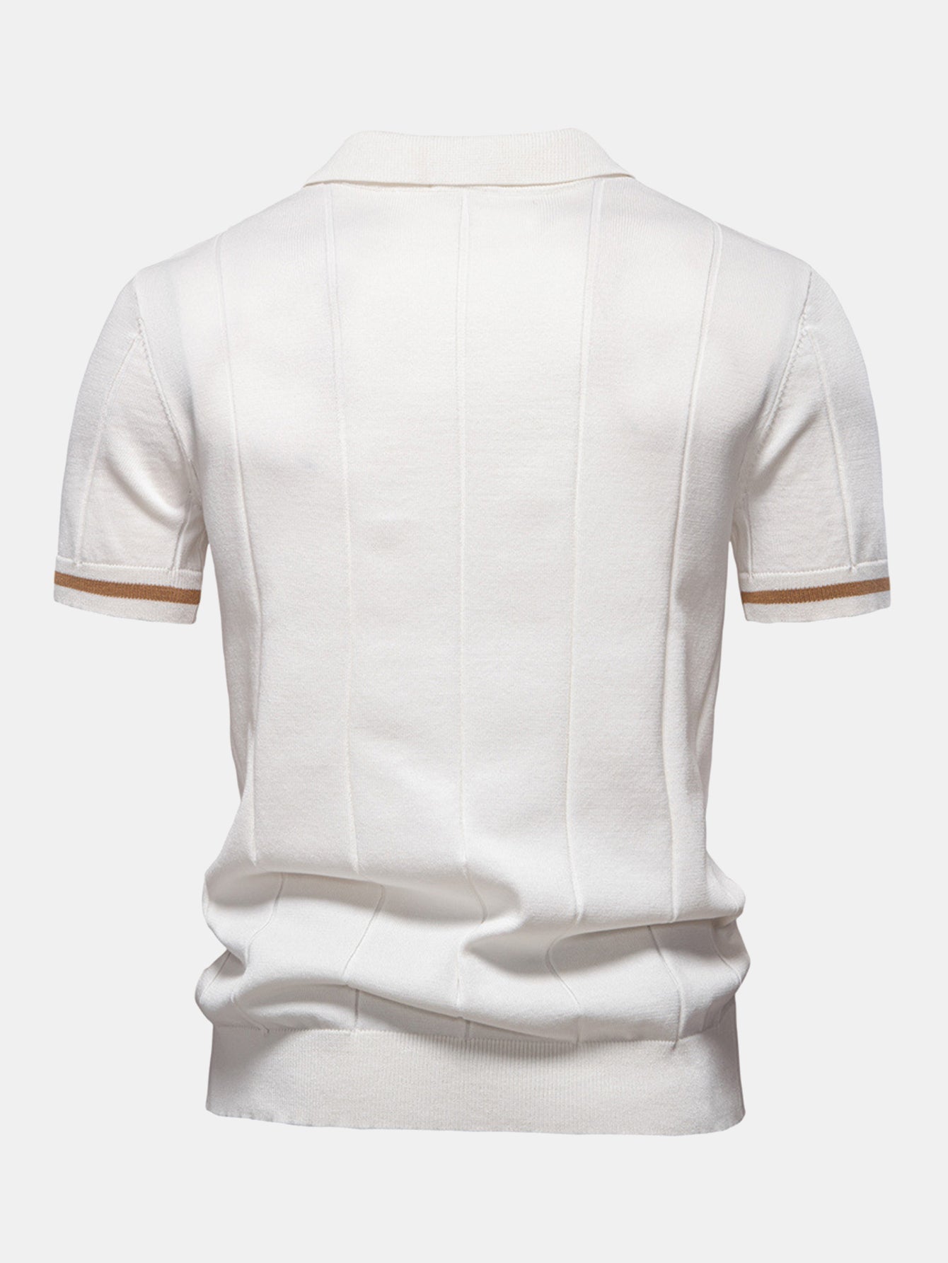 Contrast Trim Zipper Knit Polo Shirt