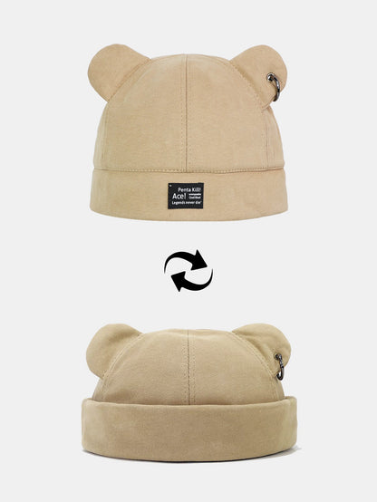 Adjustable Unisex Beanie Hat With Bear Ear Design