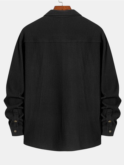 Long Sleeved Waffle Button Up Shirt