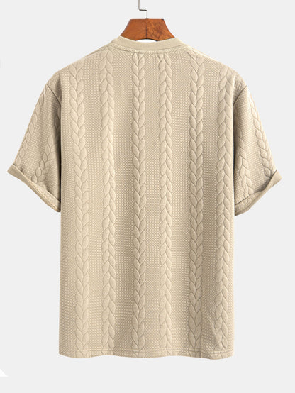 Relax Fit Mid-Length Sleeve Twist Jacquard T-Shirt & Shorts