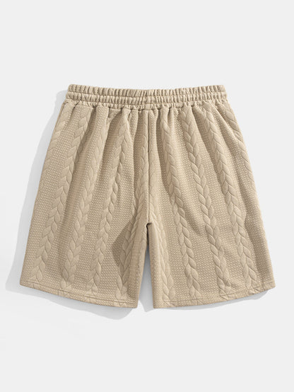Relax Fit Mid-Length Sleeve Twist Jacquard T-Shirt & Shorts