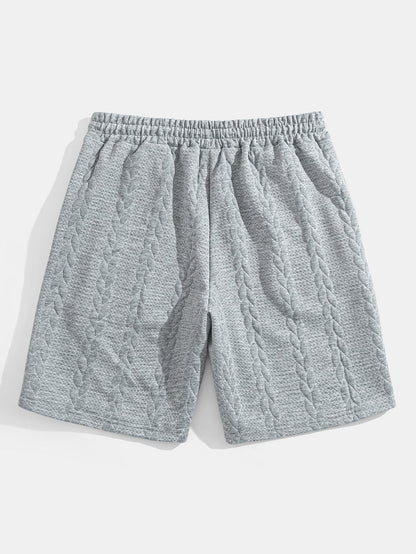 Relax Fit Mid-Length Sleeve Twist Jacquard T-Shirt & Shorts