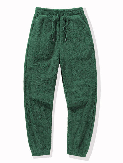 Bear Embroidered Patch Teddy Hoodie & Teddy Jogger Pants