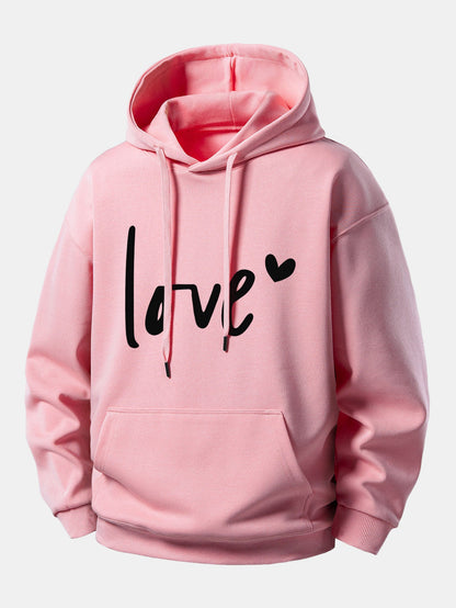 Love Print Relax Fit Hoodie