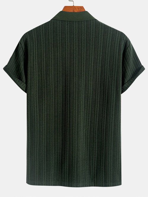 Textured Zipper Polo
