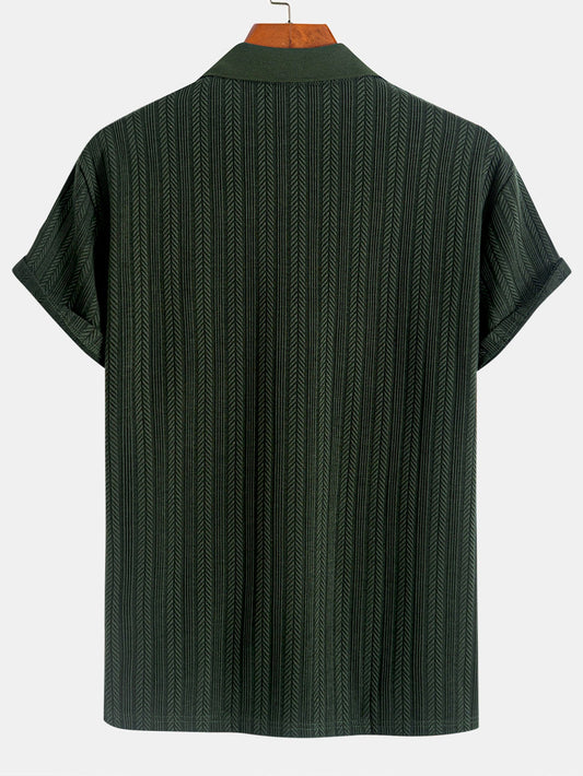 Textured Zipper Polo