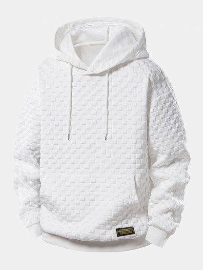 Relax Fit Checkerboard Jacquard Hoodie