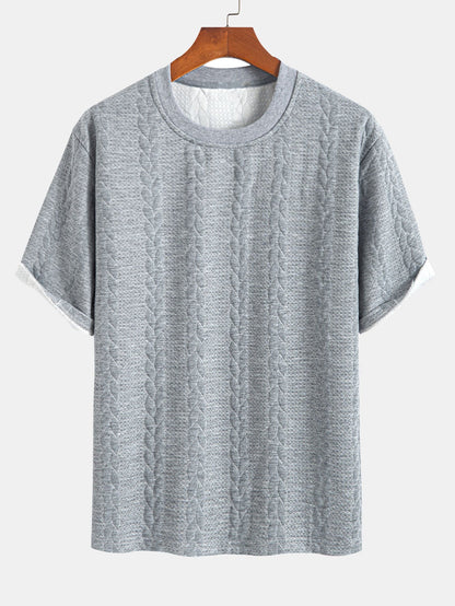 Relax Fit Mid-Length Sleeve Twist Jacquard T-Shirt & Shorts