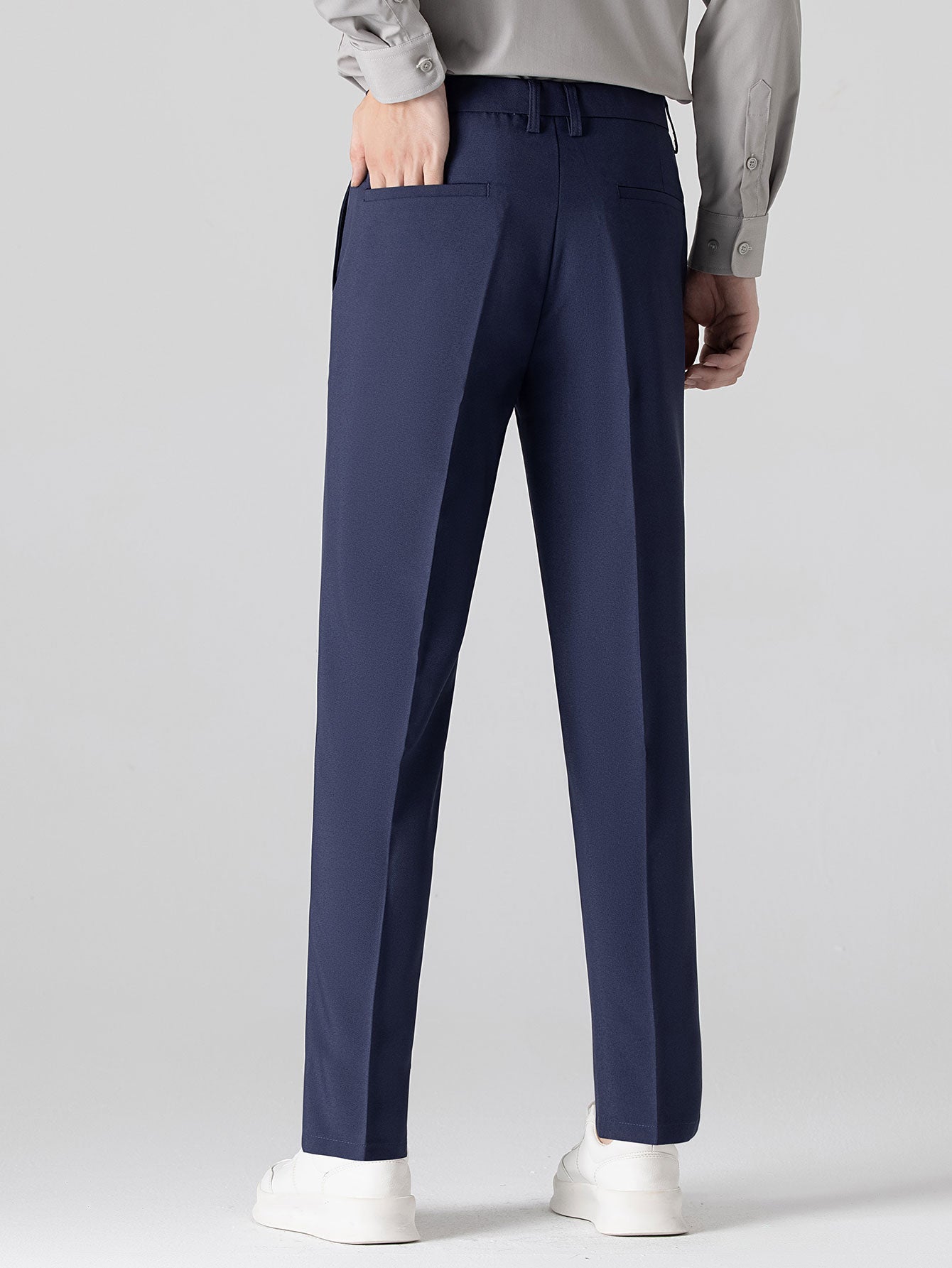 Texture Contrast Knitted V Neck Polo Shirt & Slim Fit Tapered Trousers