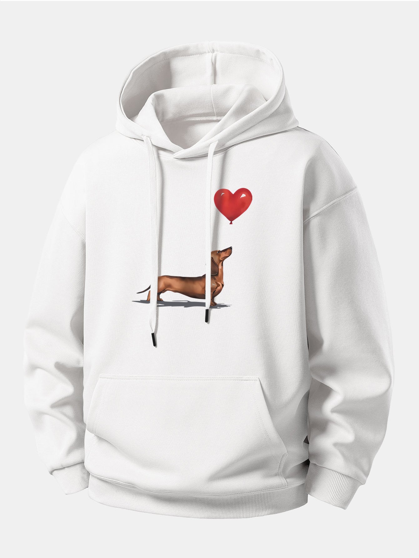 Heart-shaped Balloon Dachshund Print Relax Fit Hoodie