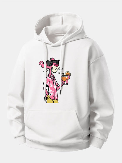 Vacation Pink Panther Print Relax Fit Hoodie