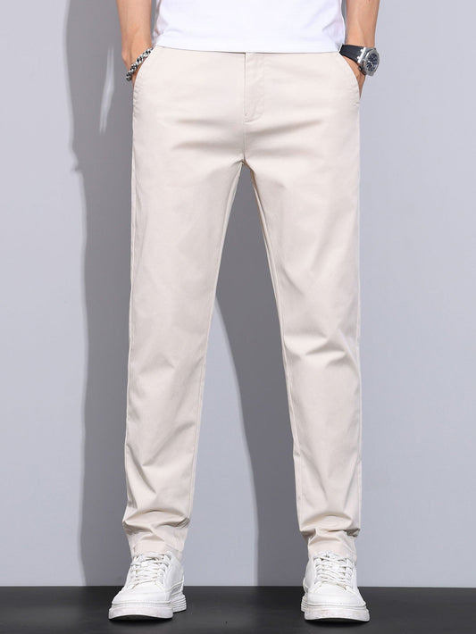 Elastic Waist Straight Leg Trousers