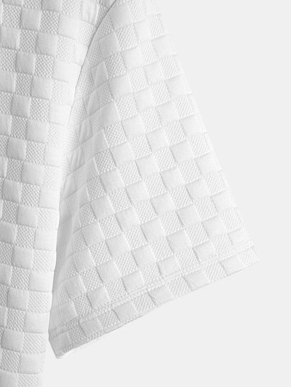 Checkerboard Jacquard  Arc Hem T-Shirt