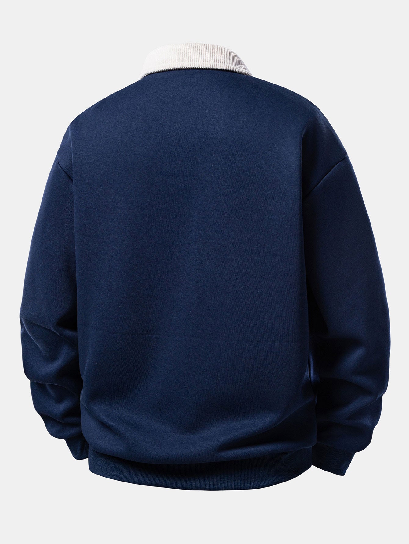 Relax Fit Contrast Corduroy Polo Collar Sweatshirt