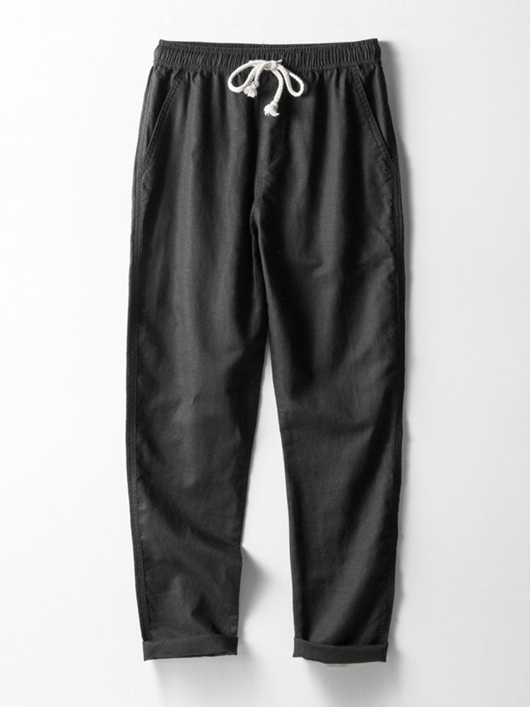 Geometric Jacquard Eyelet Cuban Shirt & Straight Leg Linen Pants