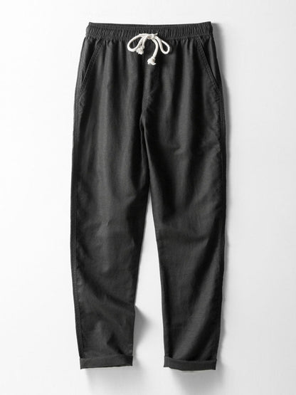 Geometric Jacquard Eyelet Cuban Shirt & Straight Leg Linen Pants