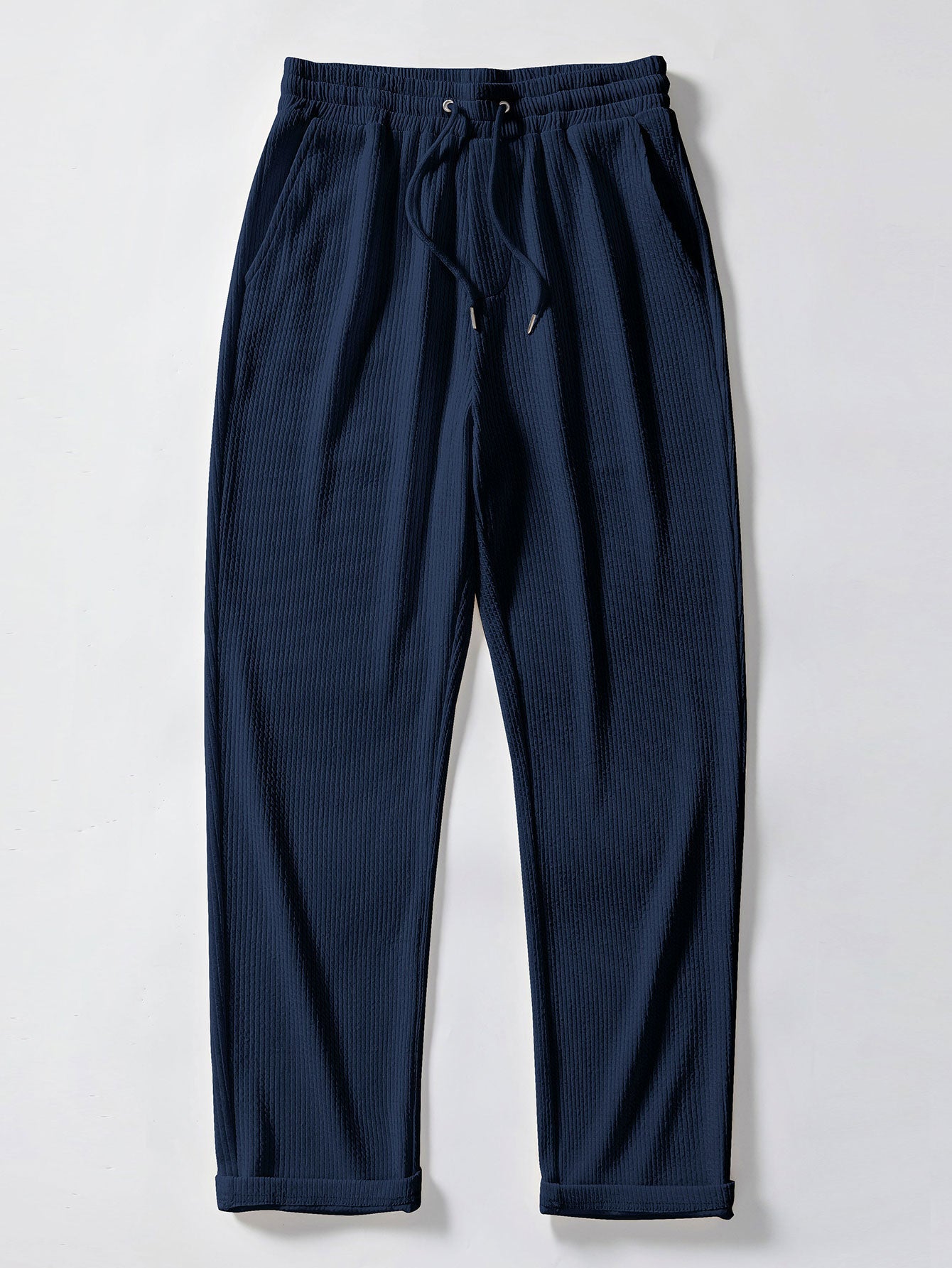 Muscle Fit Ribbed Stand Collar Shirt & Straight Leg Ribbed Pants