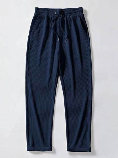 Muscle Fit Ribbed Stand Collar Shirt & Straight Leg Ribbed Pants