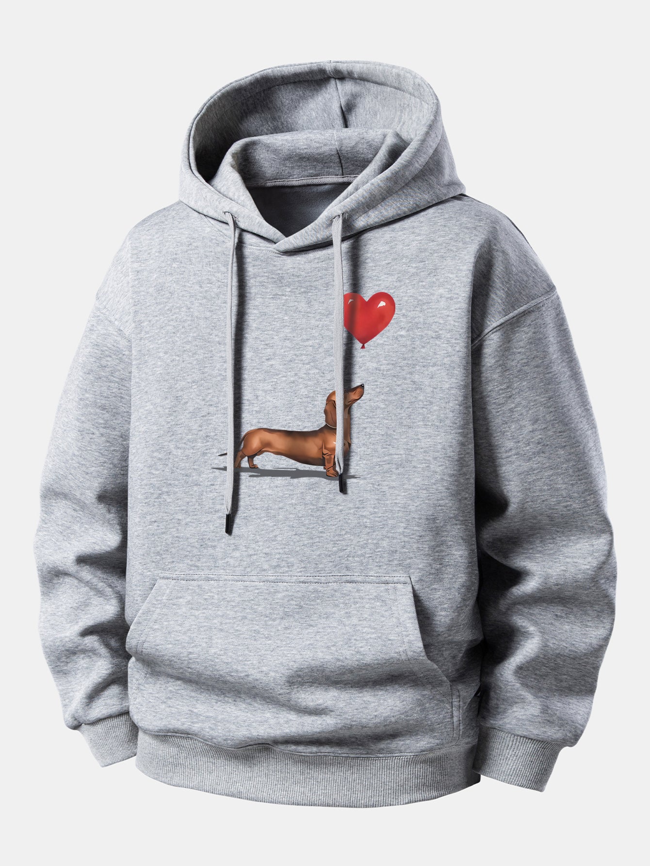 Heart-shaped Balloon Dachshund Print Relax Fit Hoodie