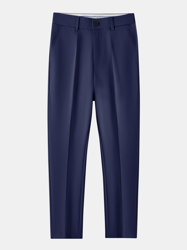 Texture Contrast Knitted V Neck Polo Shirt & Slim Fit Tapered Trousers