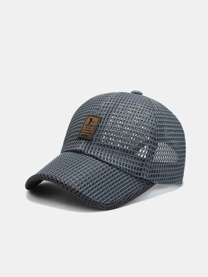 Solid Color Patch Hollow Mesh Nylon Baseball Cap