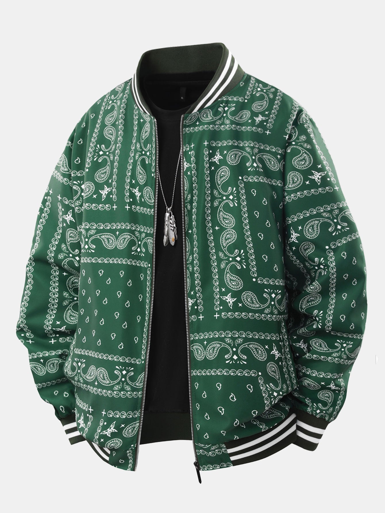 Paisley Print Baseball Jacket