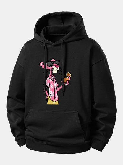 Vacation Pink Panther Print Relax Fit Hoodie