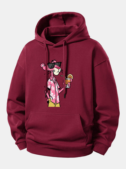 Vacation Pink Panther Print Relax Fit Hoodie