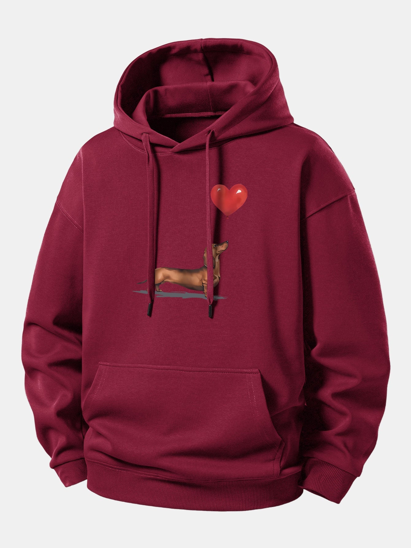 Heart-shaped Balloon Dachshund Print Relax Fit Hoodie