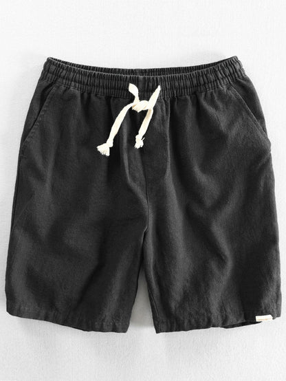 Linen Cotton Blend Drawstring Shorts