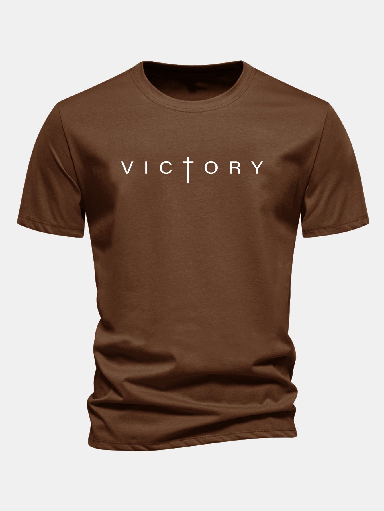 Regular Fit Victory Slogan Print Cotton T-Shirt
