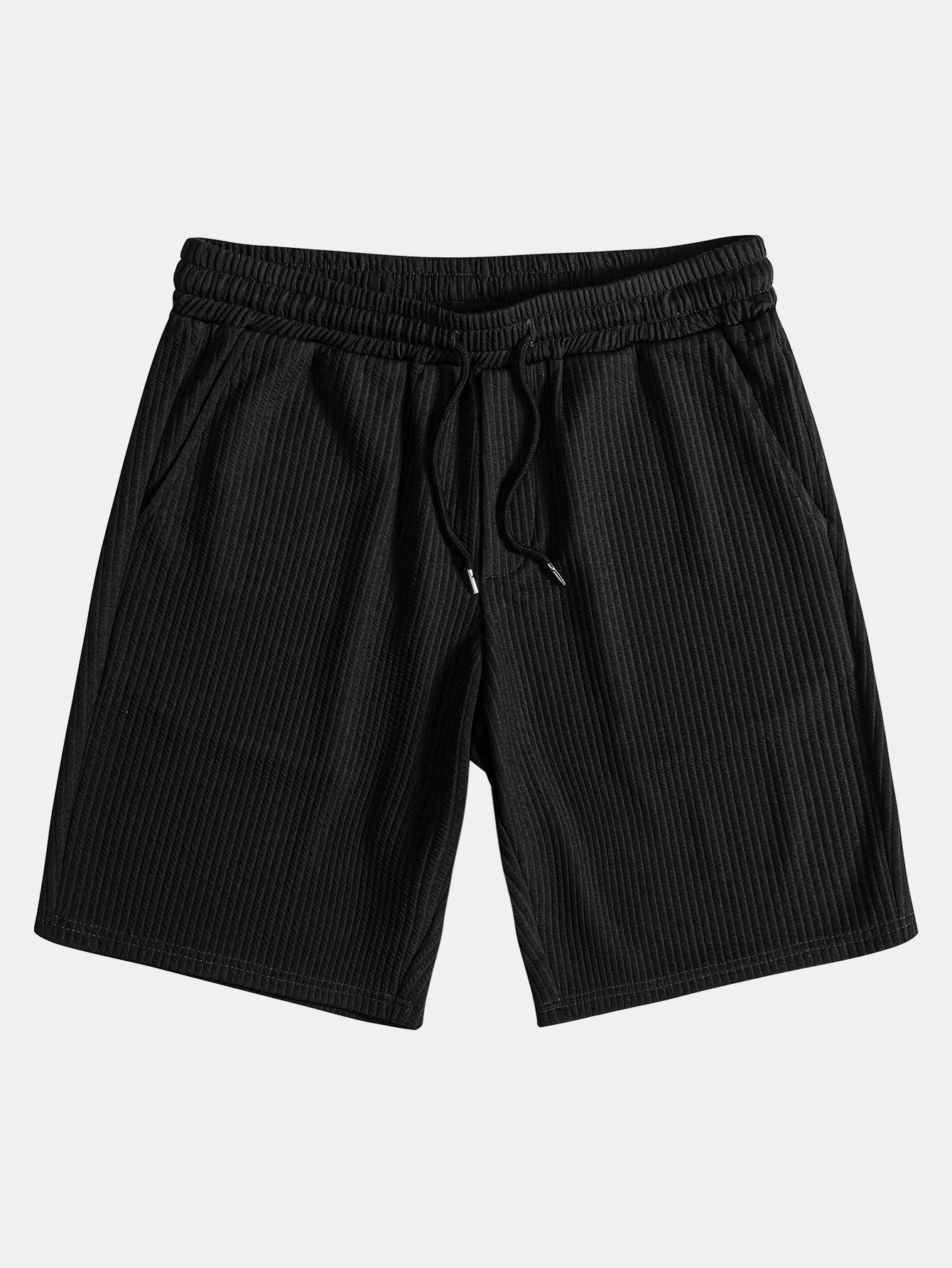 Muscle Fit Ribbed Button Up Shirt & Shorts