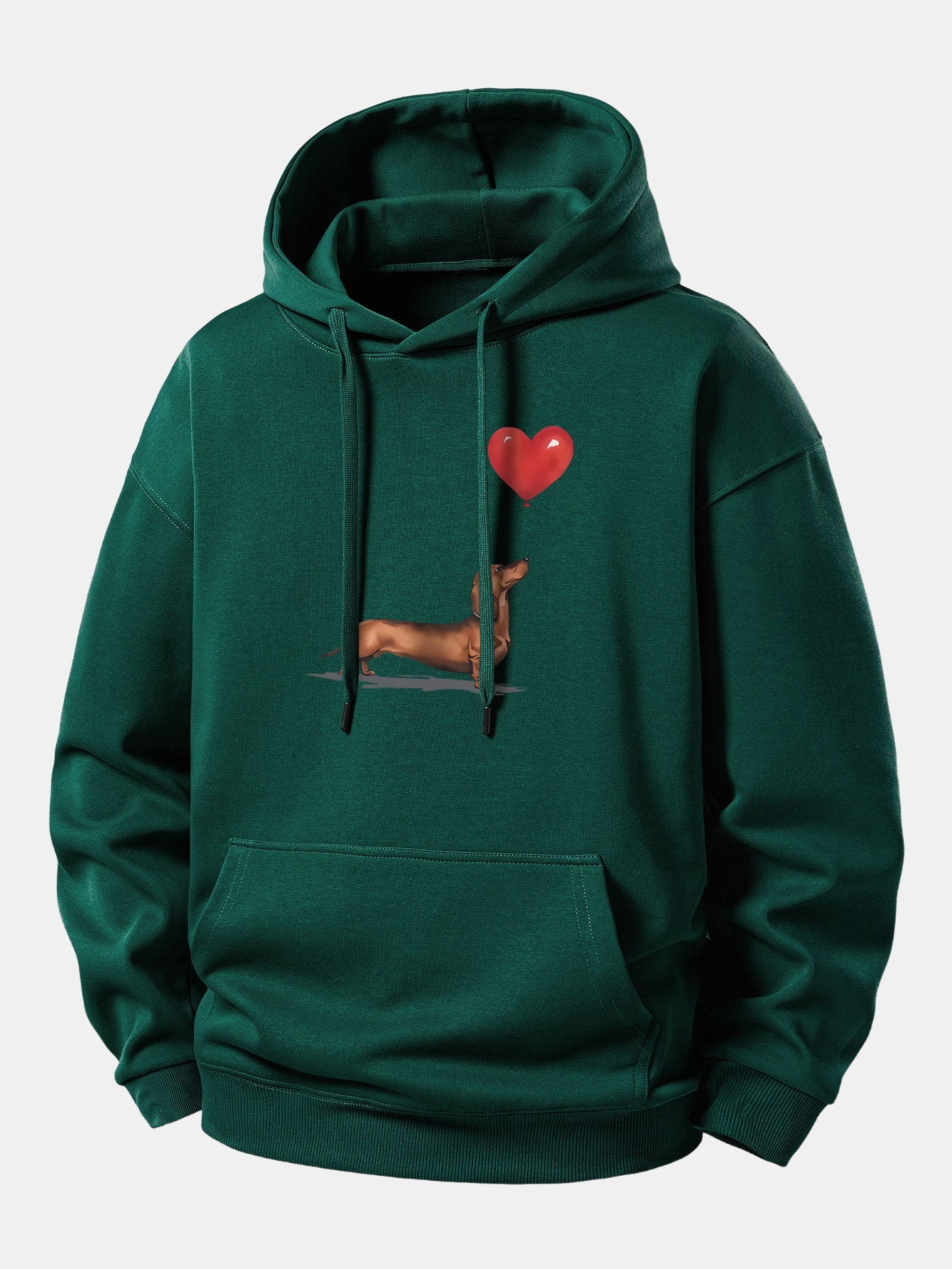 Heart-shaped Balloon Dachshund Print Relax Fit Hoodie
