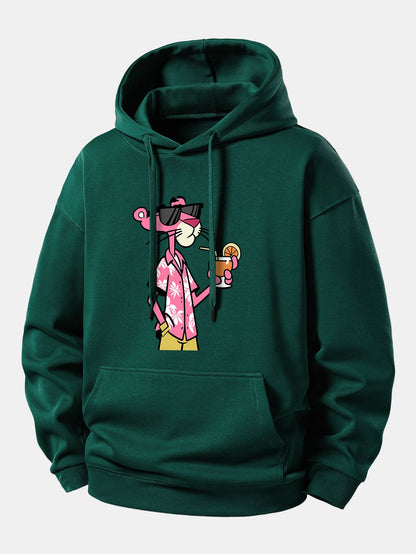 Vacation Pink Panther Print Relax Fit Hoodie