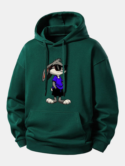 Sunglasses Rabbit Print Relax Fit Hoodie