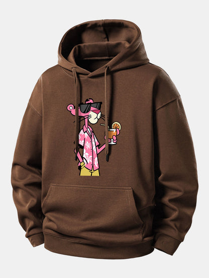 Vacation Pink Panther Print Relax Fit Hoodie