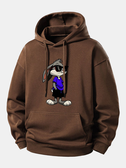 Sunglasses Rabbit Print Relax Fit Hoodie