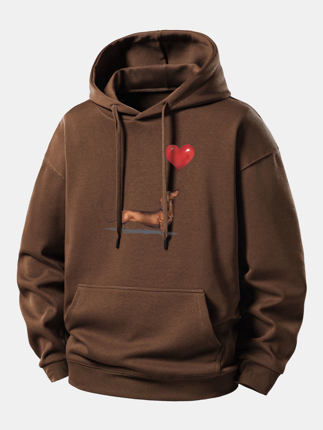 Heart-shaped Balloon Dachshund Print Relax Fit Hoodie