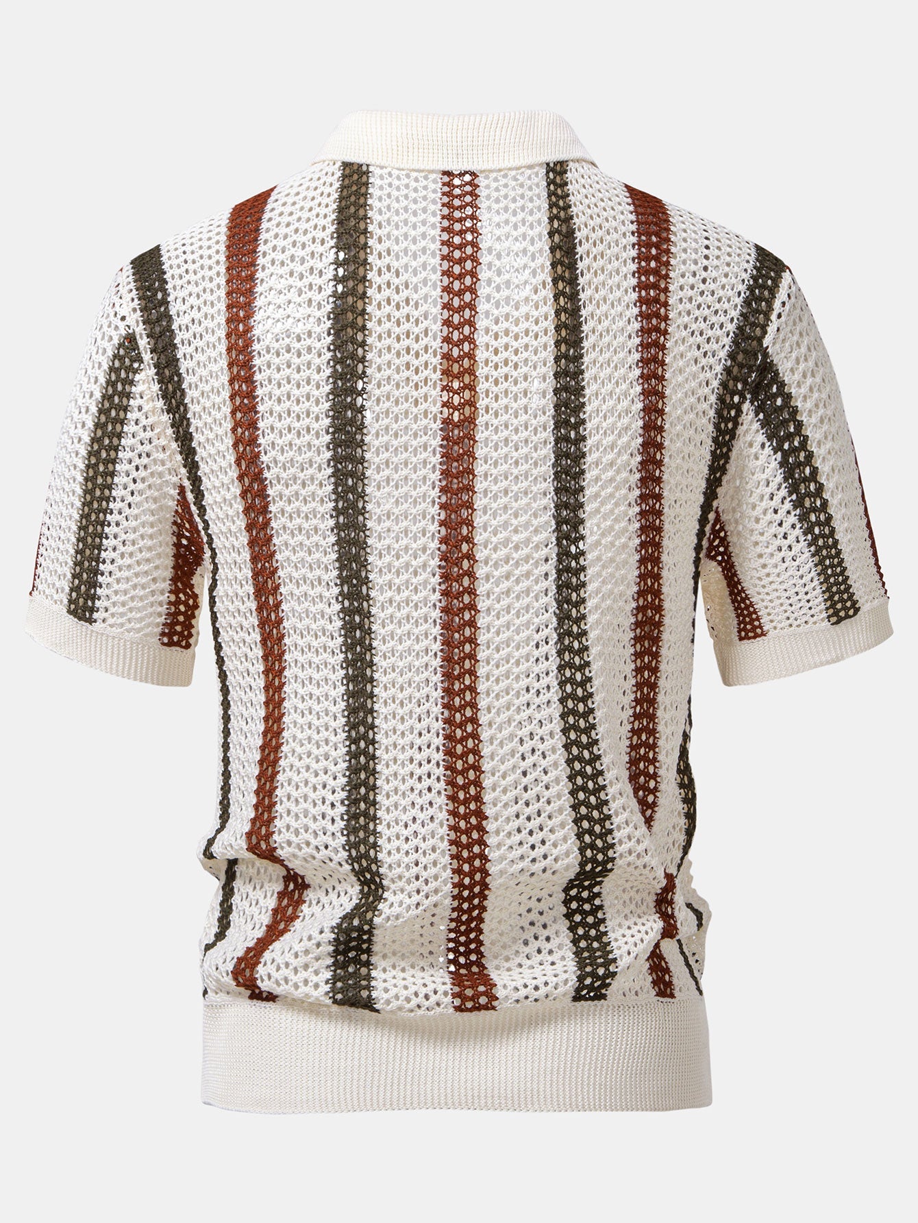 Striped Crochet V Neck Polo & Straight Leg Linen Pants