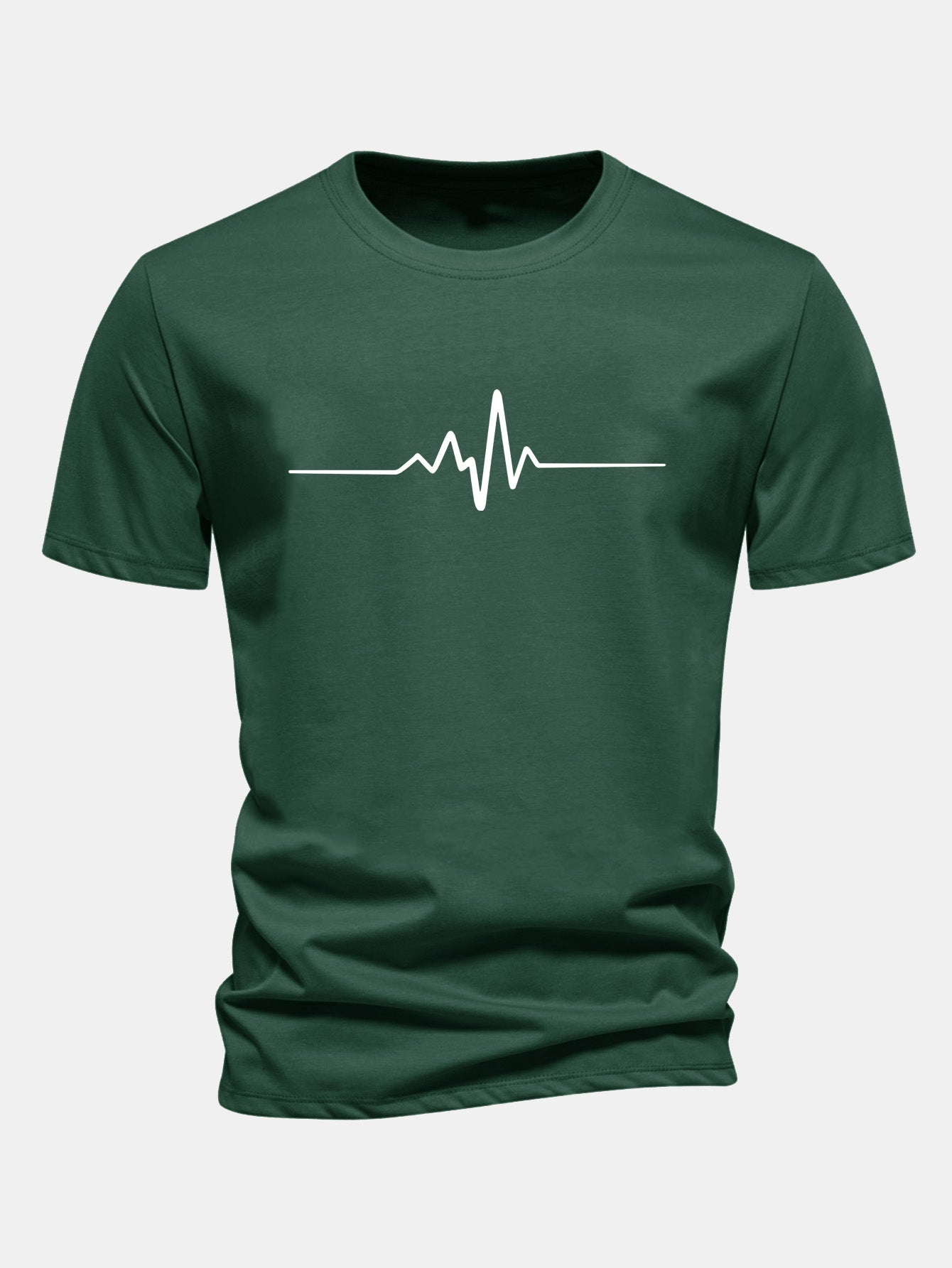 Regular Fit Heartbeat Flatline Print Cotton T-Shirt