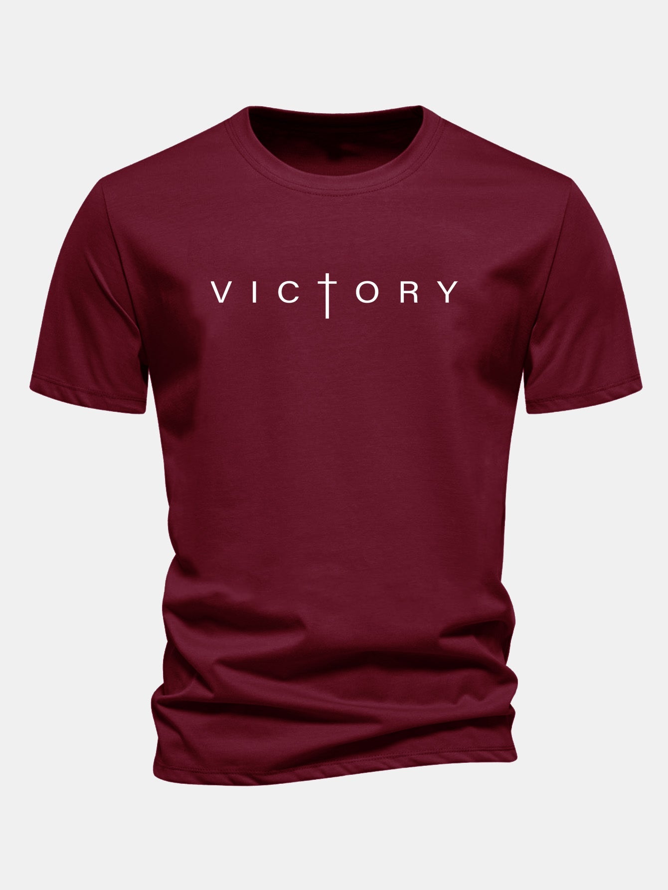 Regular Fit Victory Slogan Print Cotton T-Shirt